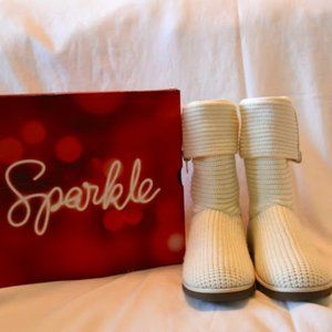 Women's SO® Sparkle Cream Sweater Boots Size 8